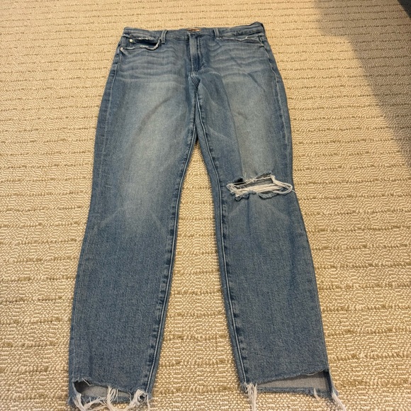 MOTHER Denim - Mother The Stunner Ankle Step Fray Blue Distressed Jeans | Size 32